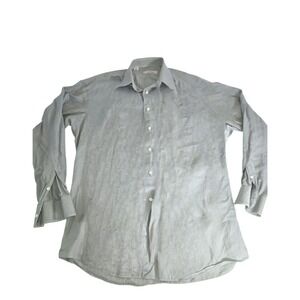 Ermenegildo Zegna Mens Button Down‎ Dress Shirt Size Large 41 16 Green Cotton